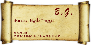 Benis Gyöngyi névjegykártya